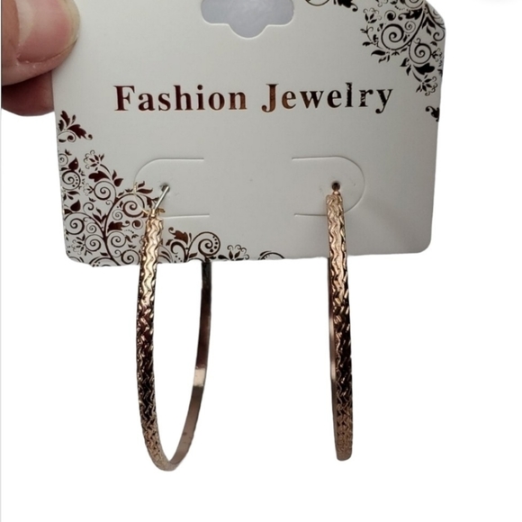 Gold plated 2.5" Hoop Earrings - Picture 1 of 6